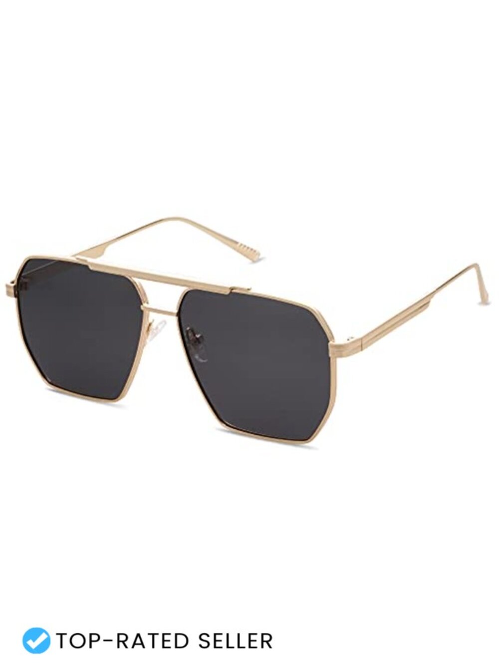 Retro Oversized Square Polarized Sunglasses Metal Frame UV400